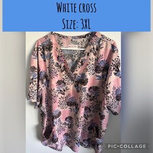 White Cross Women's Pink and Blue Floral Blouse
